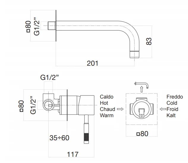 RI830605010 Смеситель для раковины Webert Rimini - Вид №1