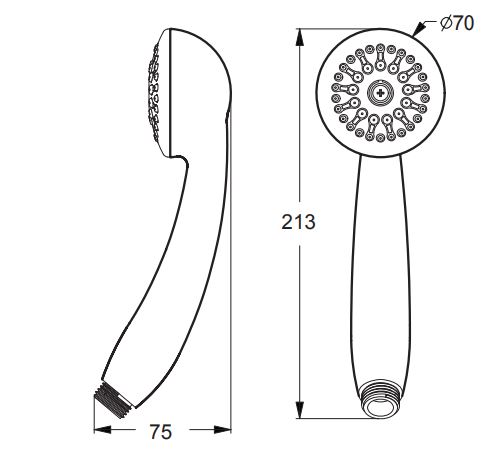 BA181AA Лейка душевая 1-функциональная Ø70 мм VIDIMA SEVA JET  - Вид №1