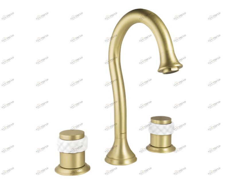 065501.000.24 Раковина с тремя отверстиями из белого фарфора Матовый сатин Mestre 