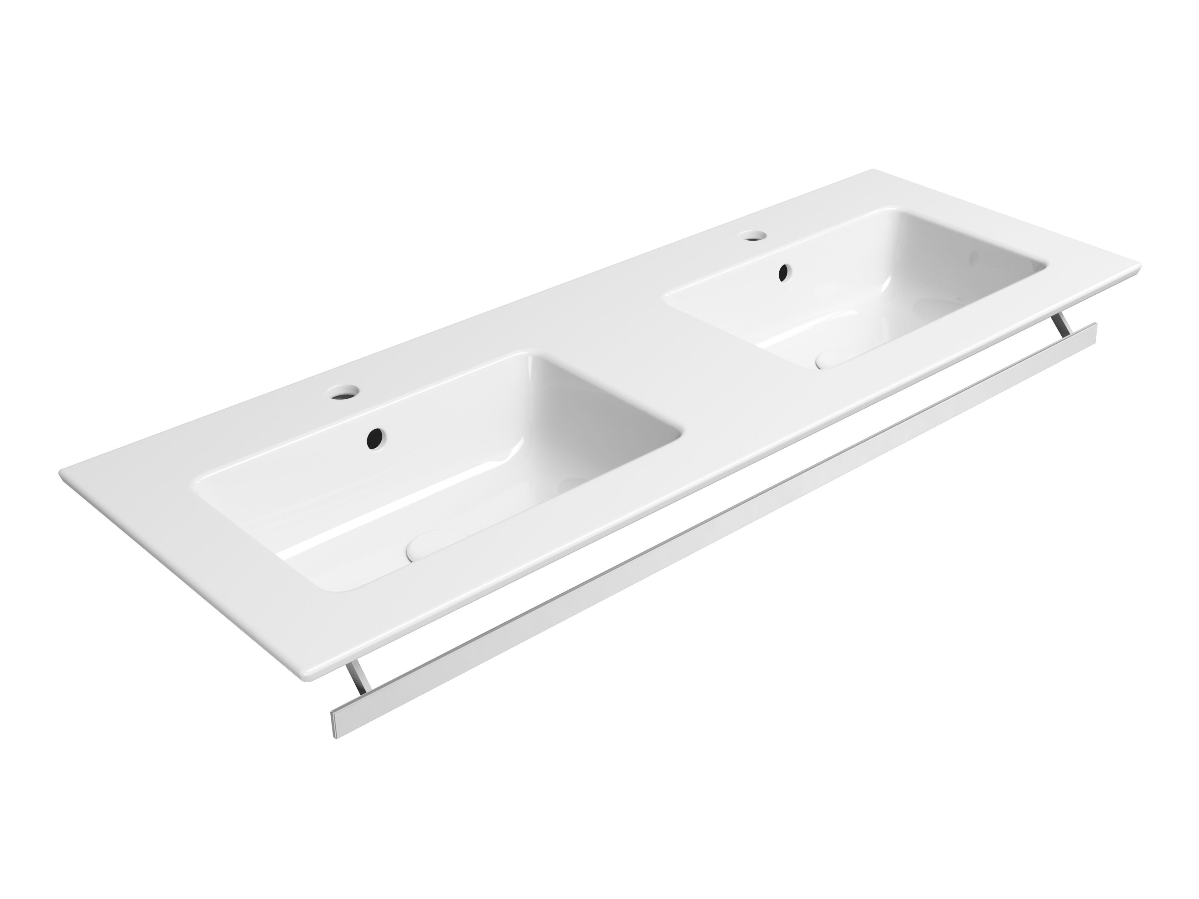 Керамическая прямоугольная двойная раковина с держателем для полотенец GSI ceramica чистый ARCH-00150589