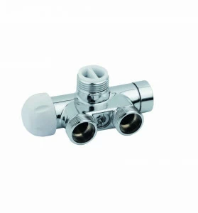 Carlo Poletti V86110RTKM Клапан термостатический угловой одно/двухтрубный с бай-пасс, с подключением медной или пластиковой трубы. Межосевое расстояние 40 мм. Клапан, совместимый с системой ТКМ.