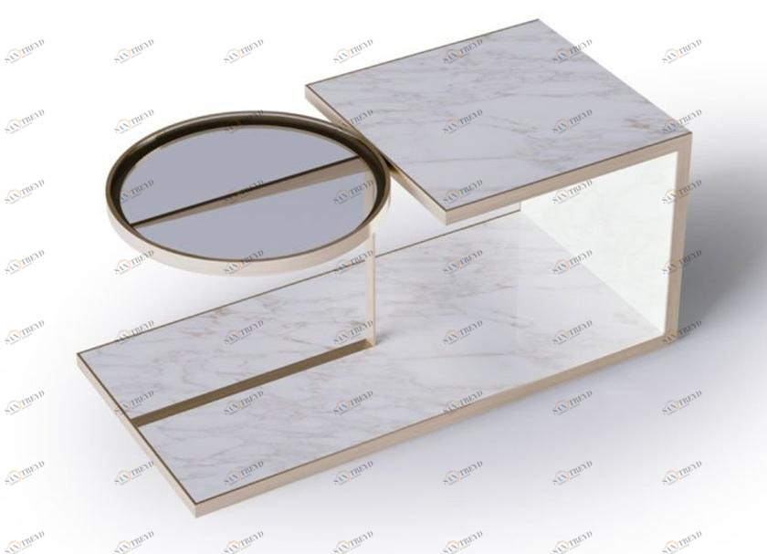 Carpanese Home Журнальный столик из мрамора со стеклянным подносом Contemporary Alfred/m