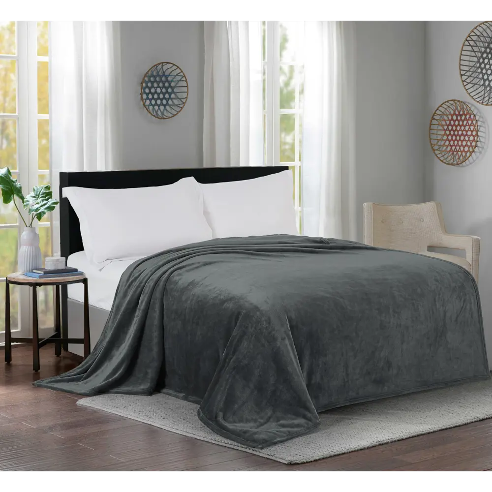 INSPIRE Flandria — уютный плед из микрофибры графитового оттенка 89025369 STLM-1027880 - Вид №3