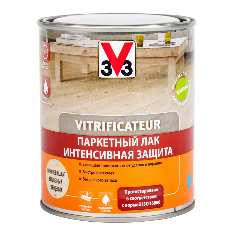 Лак паркетный V33 водный прозрачный 0.75 л STLM-2162582