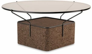 BlackCork Круглый журнальный столик из пробки и стекла Frame