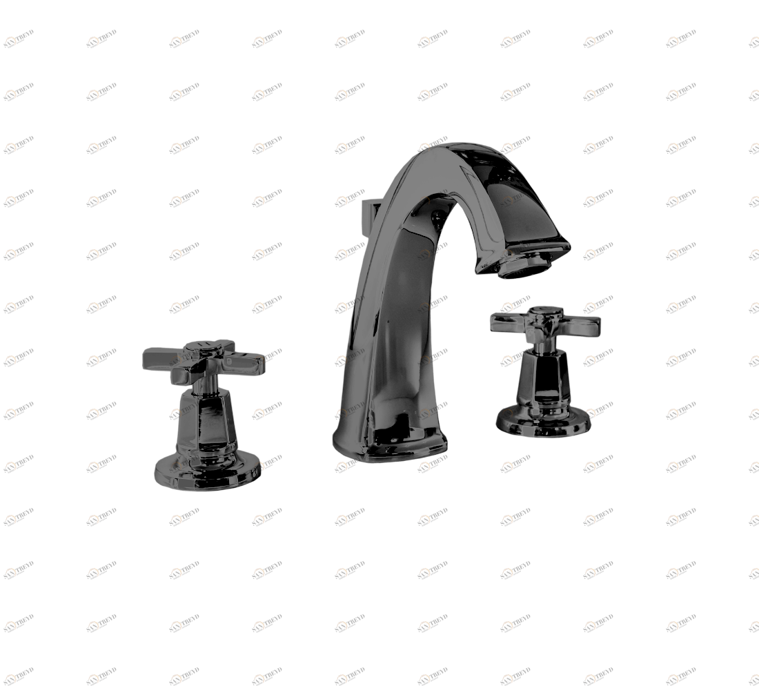 Gentry Home Смеситель для раковины на 3 отверстия Chopin White Темный никель GH101406 