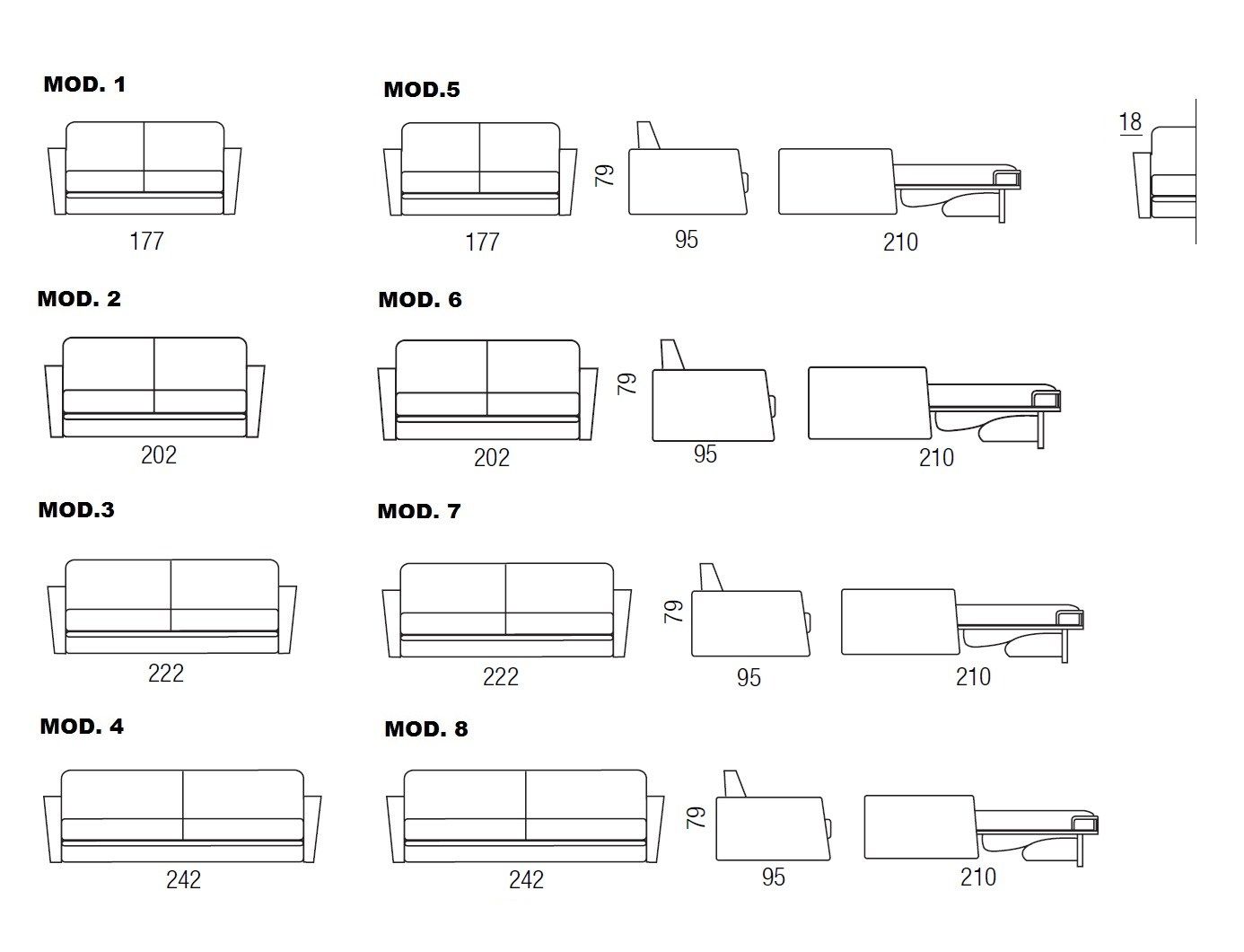 Двуспальный диван-кровать из ткани Milano Bedding SHORTER ARCH-00048079 - Вид №5