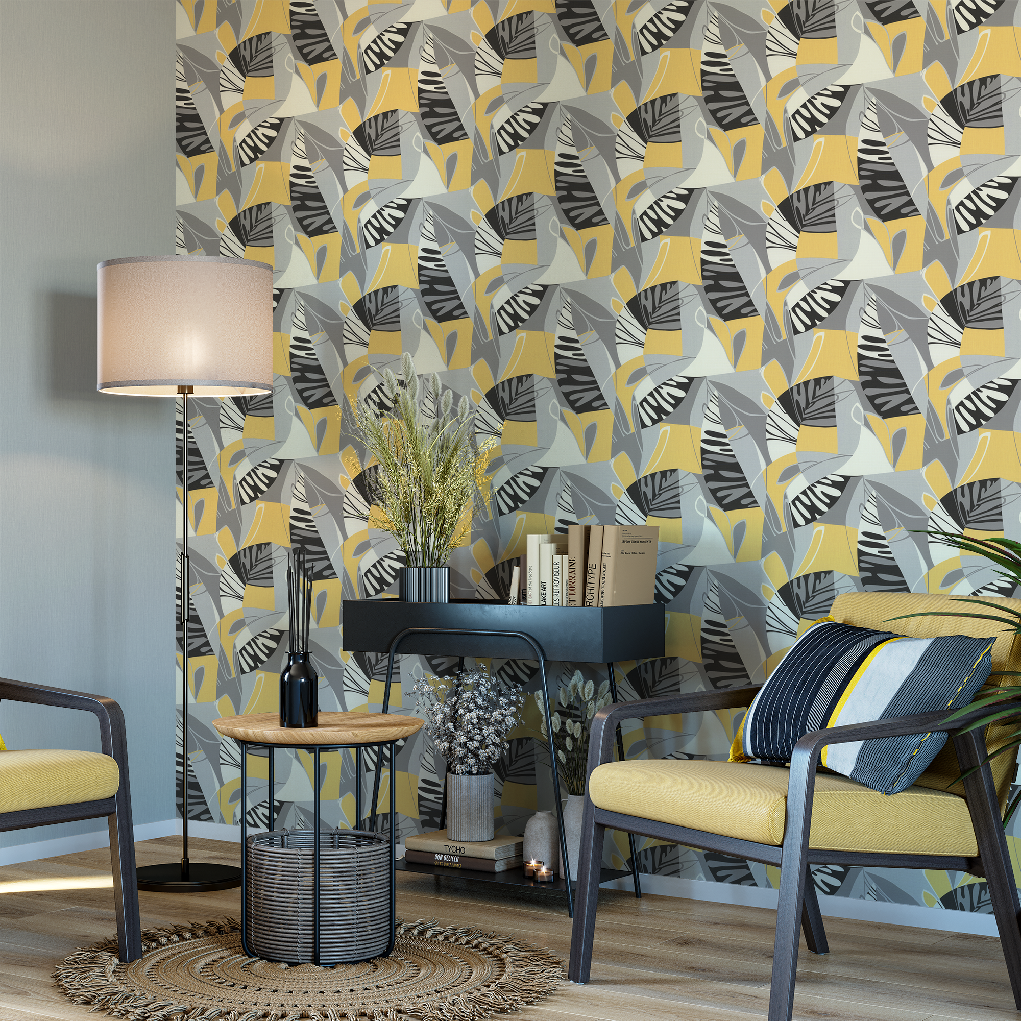 ПАЛИТРА Polynesia - флизелиновые обои с тропическим узором для гостиной 85633442 STLM-0064746 - Вид №3