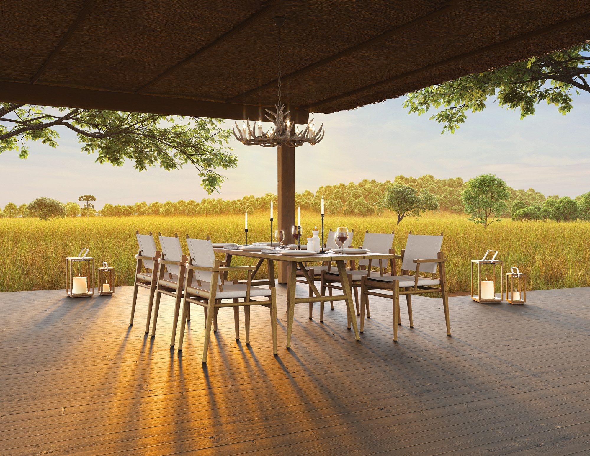 Стул для сада из тикового дерева с подлокотниками JANUS et Cie Serengeti ARCH-00116647 - Вид №5