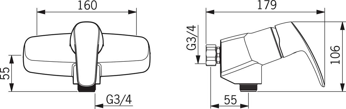 Oras 1054 Смеситель для душа, 160cc 1054 Safira Хром  - Вид №1