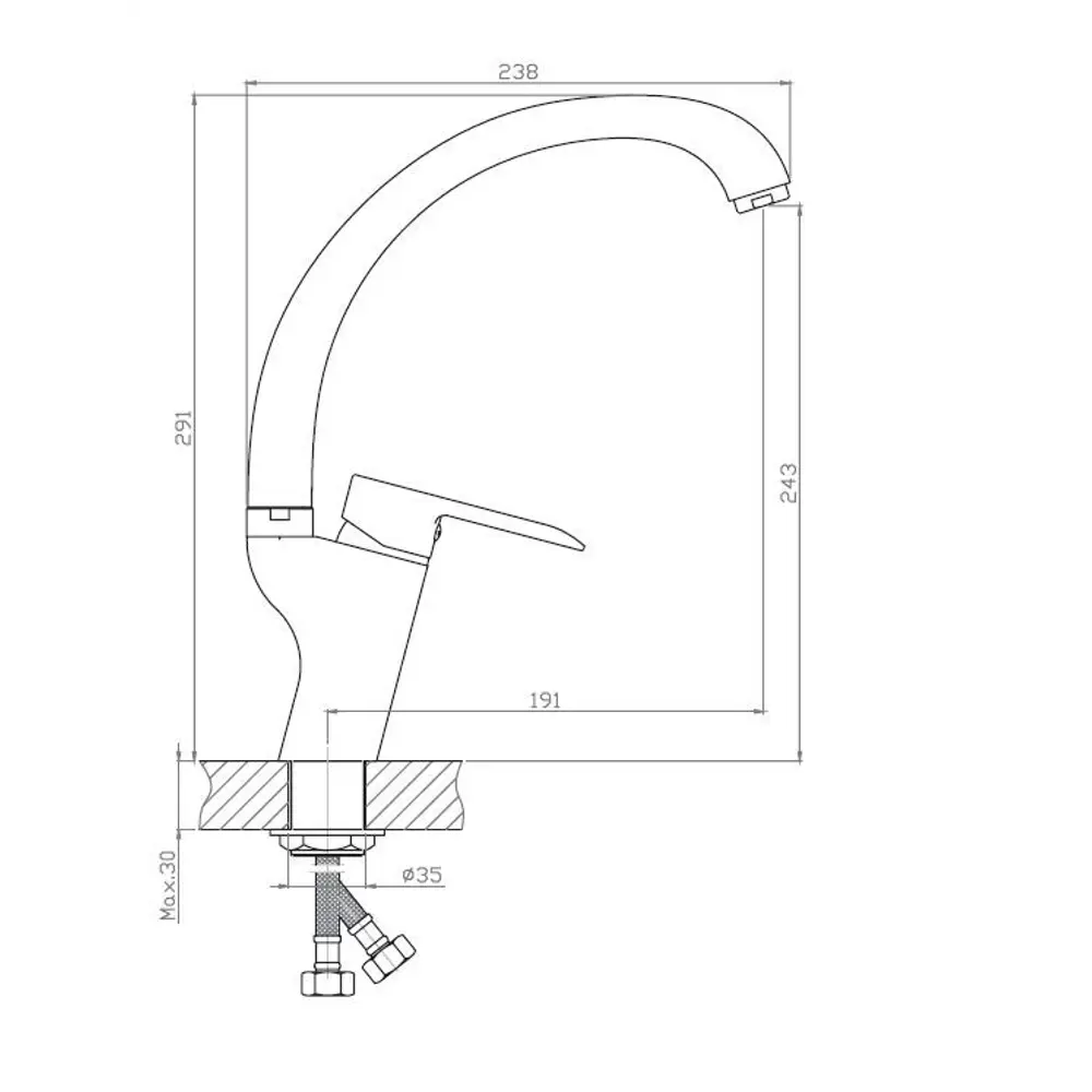 Смеситель кухонный Voda ММ519В Mars высота 22 см цвет черный STLM-2064089 - Вид №2