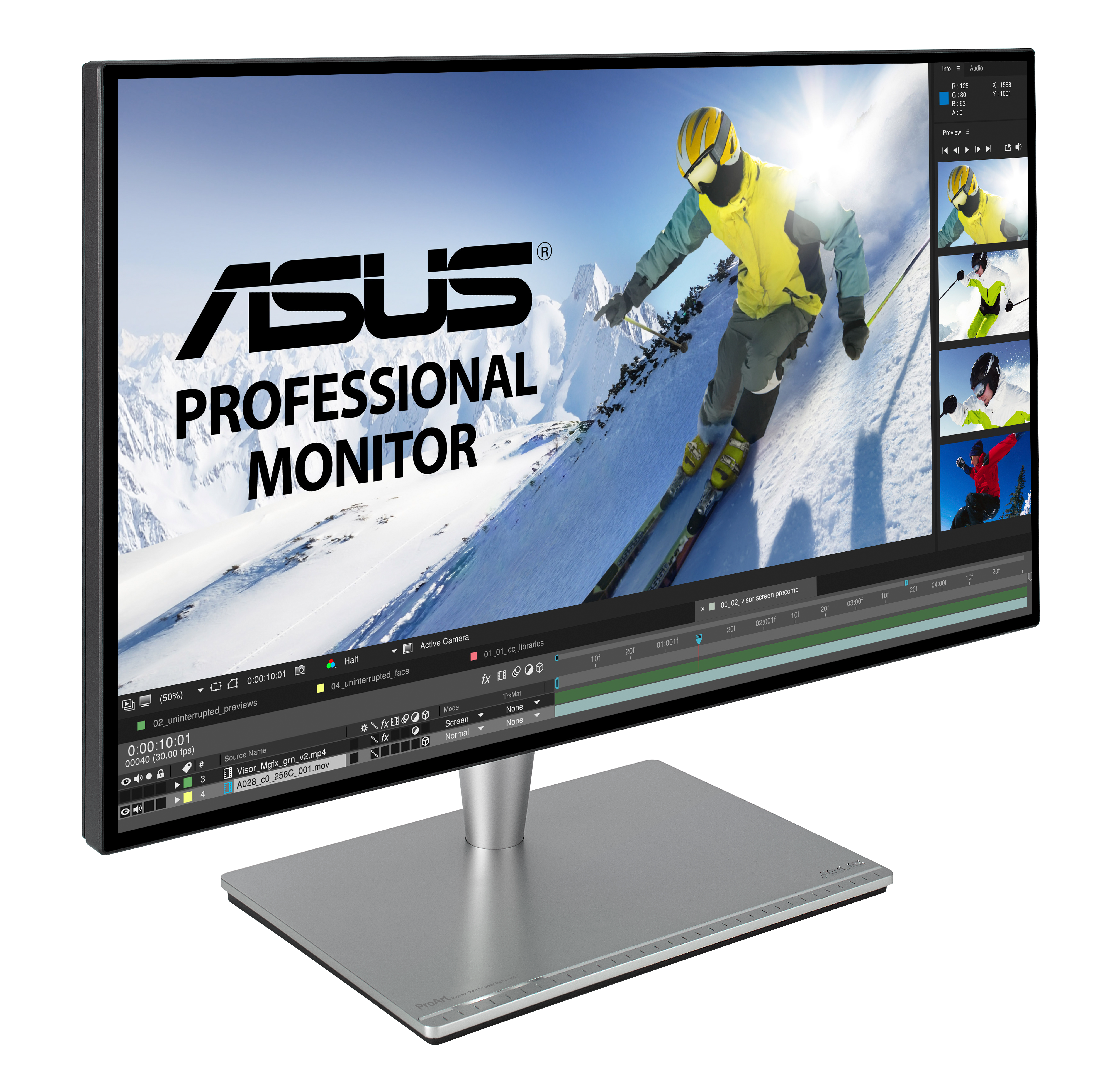 90LM02N0-B01370 proart pa27ac 27" professional monitor, wqhd (2560x1440), ips 4 side-frameless, hdr, 100% srgb/rec.709, △e< 2, thunderbold typec usb 3/bk/5ms/dp+hdmi+speaker ASUS ASUS ProArt Santreyd  - Вид №6