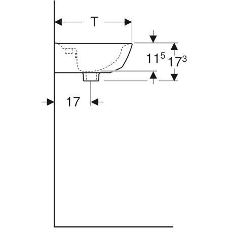 500.375.01.1 Geberit Renova Handwaschbecken mit asymmetrischem Überlauf Geberit  - Вид №4