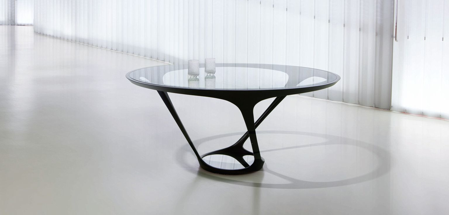 Круглый обеденный стол из стали и стекла ROCHE BOBOIS Les Contemporains ARCH-00118827 - Вид №1