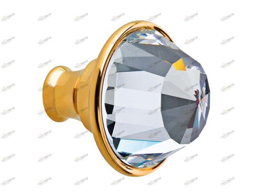 0Z5741.000.00 Ручка для шкафа диаметром 34 мм с кристаллами сваровски Золото 24К Mestre 