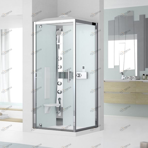 Novellini. Душевая кабина термостатическая 90x90 GF90 HYDROMASSAGE с высоким душевым поддоном и крышей с парогенератором GLAX 3 GL3GF99T1N1K