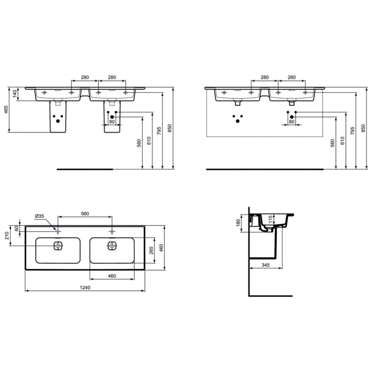T300501 Раковина 124 см Ideal Standard STRADA II - Вид №19
