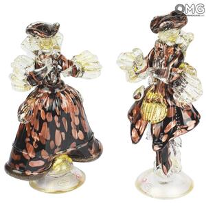 821 ORIGINALMURANOGLASS Статуэтки в стиле Голдони - Венецианская пара - nera - муранское стекло OMG 13 см