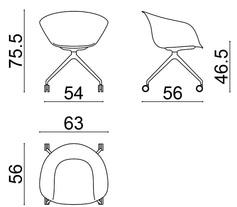Стул с 4 спицами, частично покрытый тканью Arper Duna 02 ARCH-00120101 - Вид №8