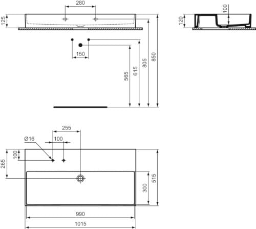 Прямоугольный умывальник Diamatec® Ideal Standard Solos ARCH-00149263 - Вид №1