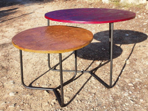 Круглый стальной журнальный столик для гостиной