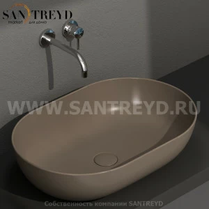 B6O60CS Накладная раковина на столешницу  овальная Ceramica Globo T-EDGE