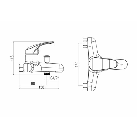 OneLife by Orange P02-100w однозахватный полимерный смеситель для ванны/душа Белый sun-id-1517315 - Вид №1