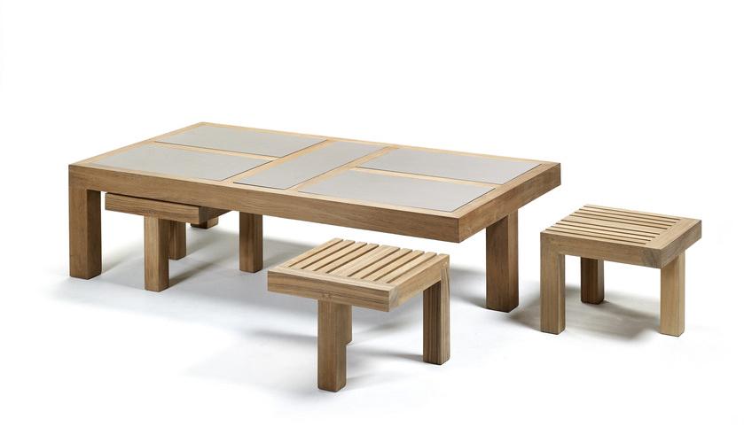 Royal Botania Низкий прямоугольный садовый столик из керамики Nara sun-id-1370587 - Вид №3