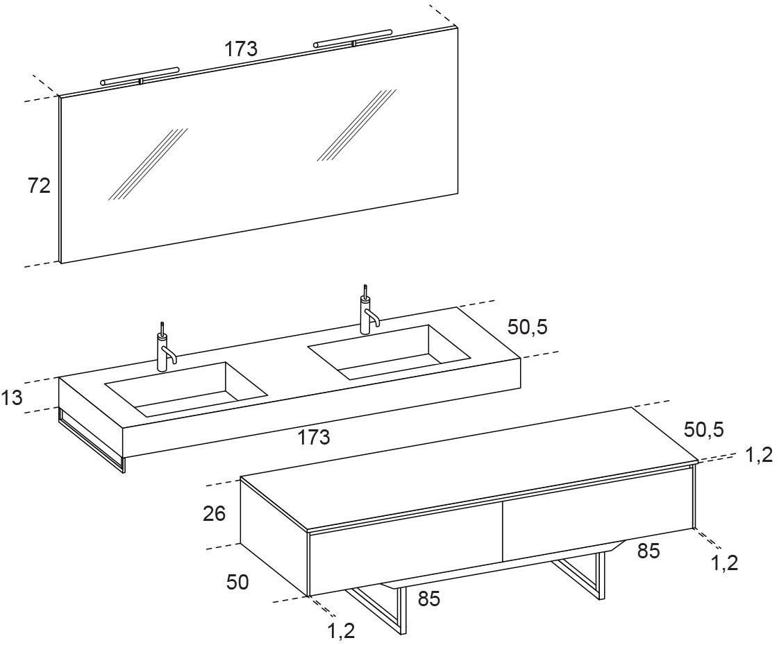 RAB Arredobagno Двойная тумба под умывальник с ящиками 3.0 sun-id-1437047 - Вид №2