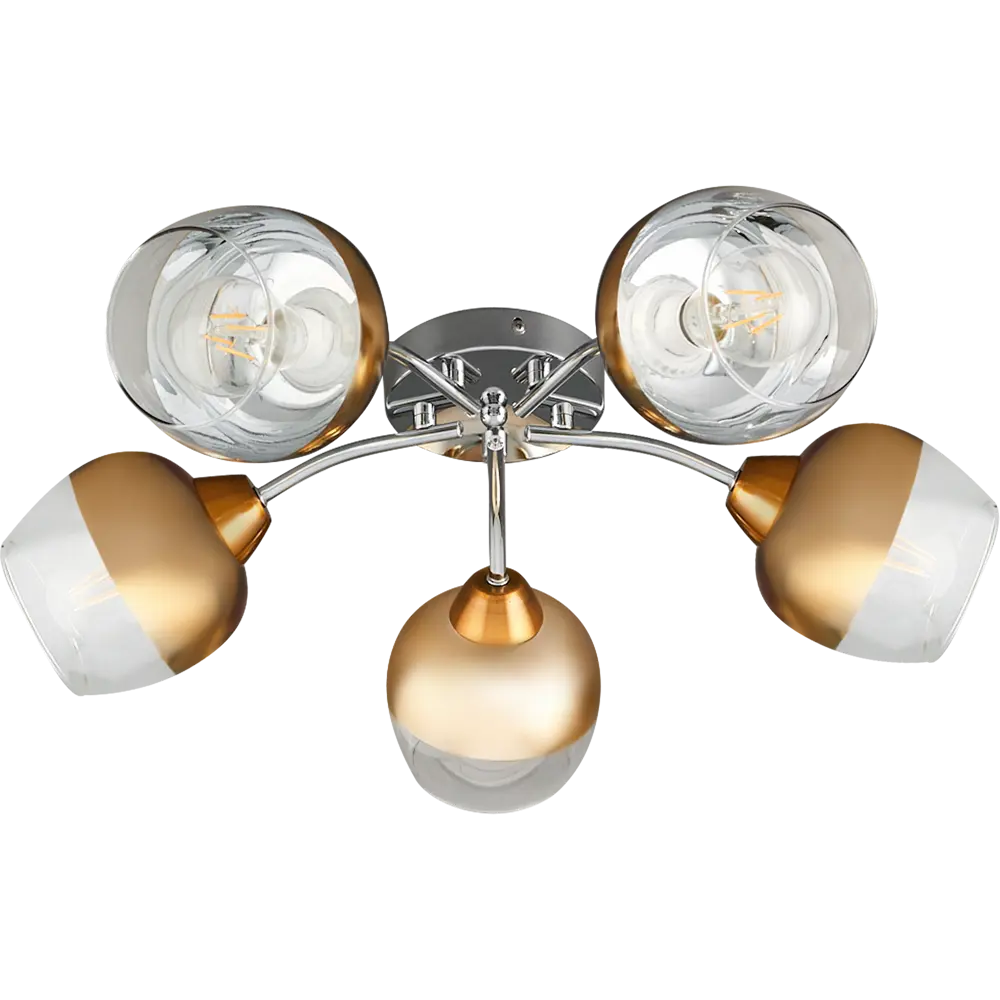 Люстра потолочная JLIGHT FIERA 5 ламп 24 м², цвет хром 84534223 STLM-2198153 