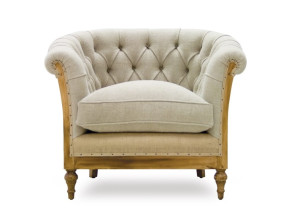 Кресло capitonné из джута с подлокотниками