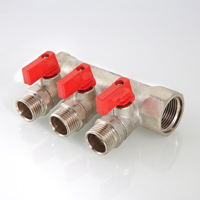 VTc.580.N.0602 Коллектор с отсекающими кранами Valtec 1", 2 х 1/2"  - Вид №1