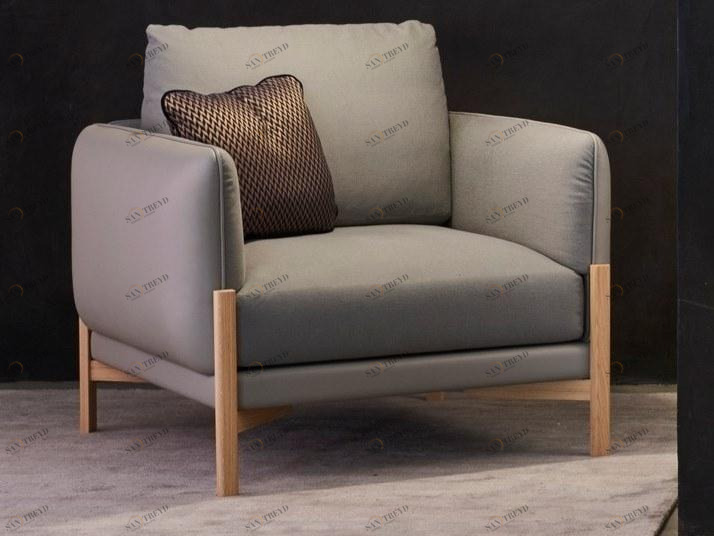 Duvivier Canapés Кресло из кожи и ткани с подлокотниками Jules sun-id-1475568