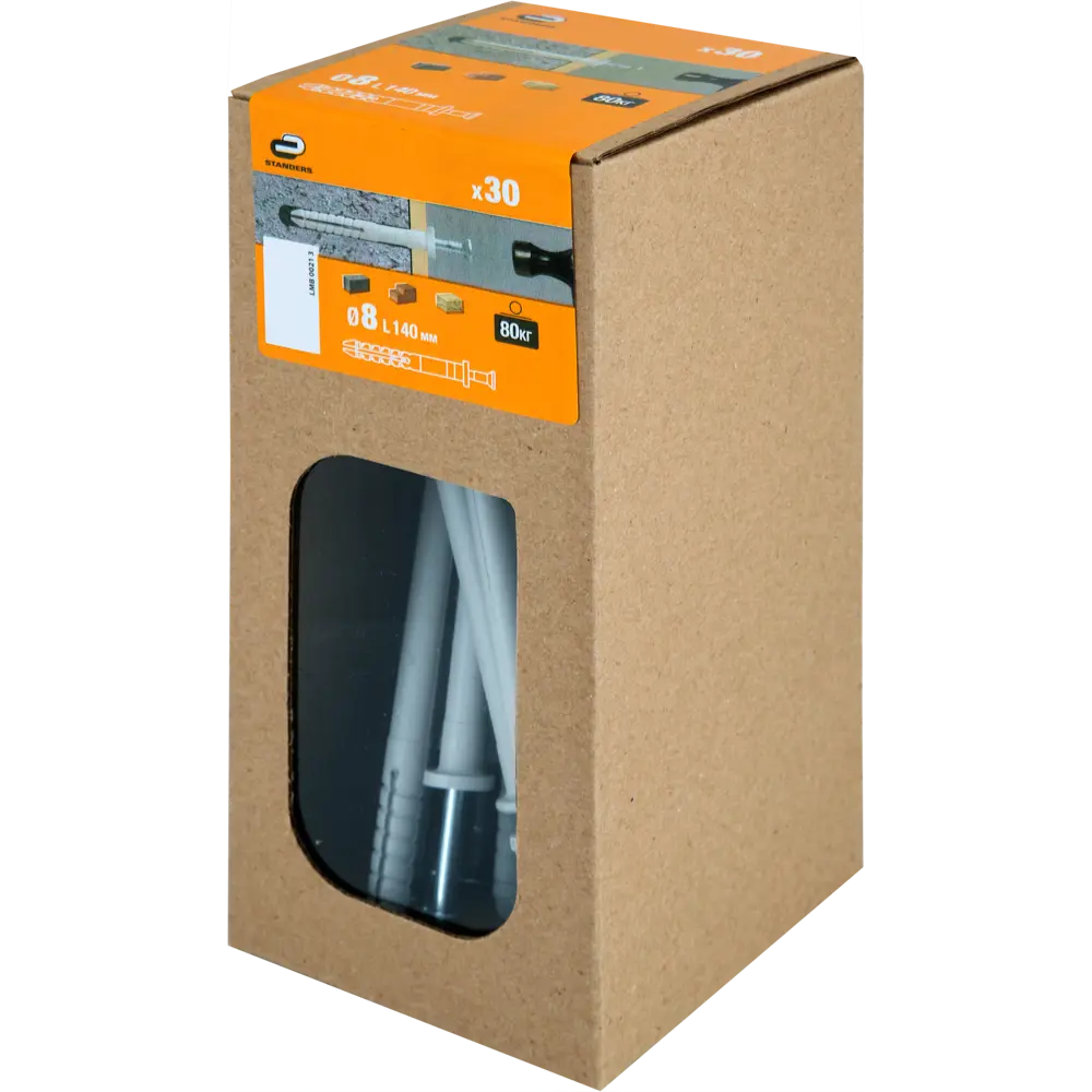 Дюбель-гвоздь цилиндрическая манжета Standers 8x140 мм, нейлон, 30 шт STLM-2133779 - Вид №5