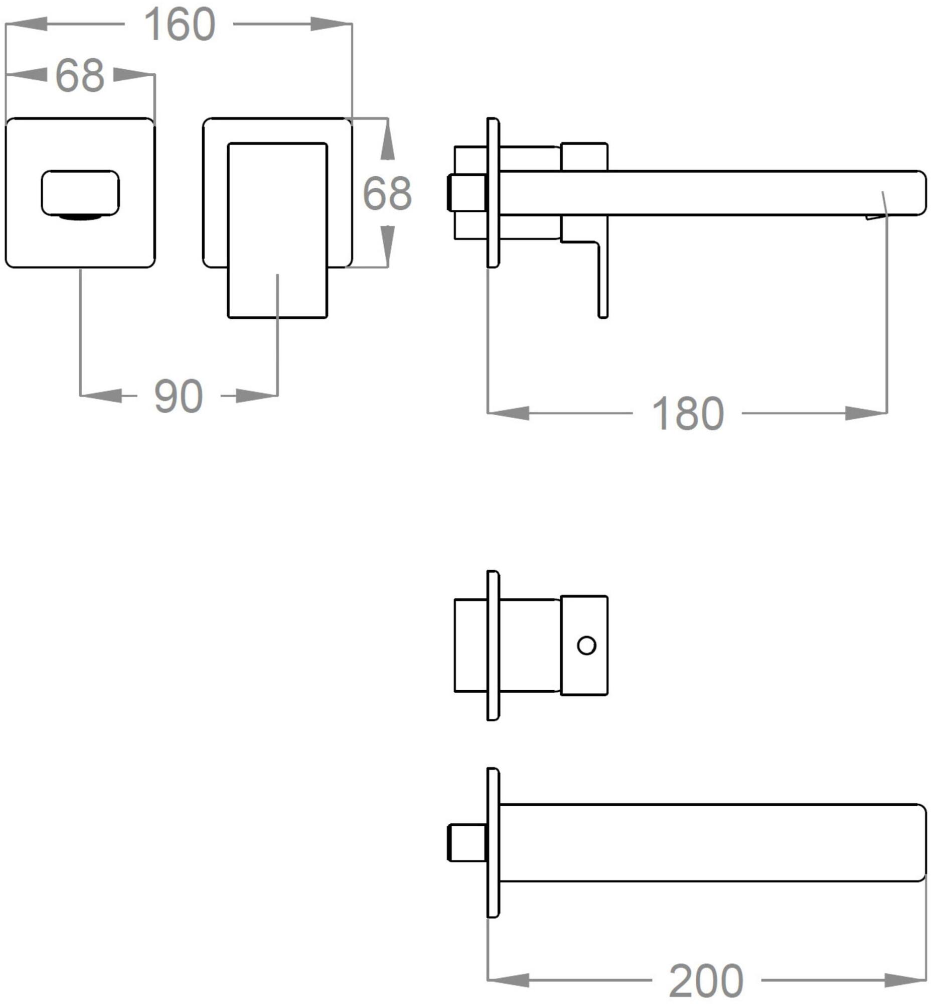 Fir Italia Смеситель для умывальника настенный из латуни с одной ручкой Kelio 63 6318108 - Вид №1