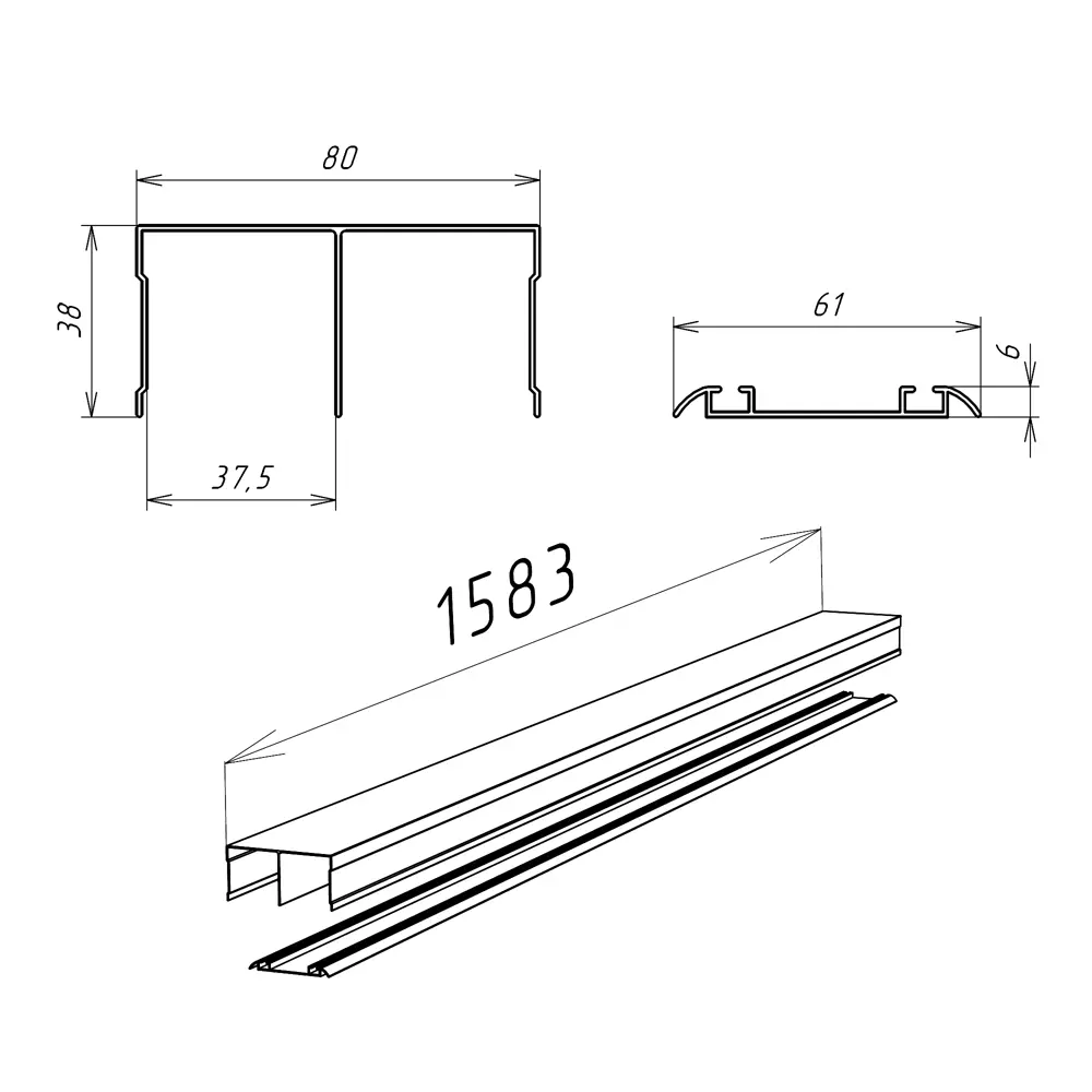 Комплект направляющих для раздвижных дверей KONSENSA 158.3 см цвет белый STLM-2076009 - Вид №1