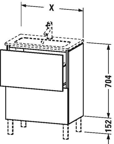 LC667308989 Тумбочка напольная компакт L-Cube #LC6673 620 x 391 мм Фланелево-серый глянцевый лак Duravit - Вид №1