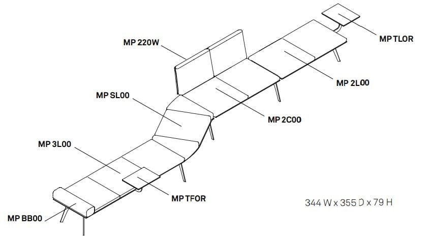 Скамейка из ткани True Design Millepiedi ARCH-00121468 - Вид №23
