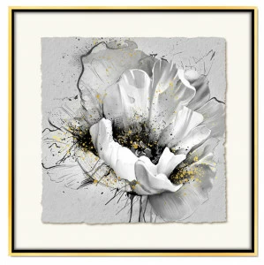 Постер квадратный на художественной бумаге 80х80 см "Красивый белый цветок" EVENHOME ДИЗАЙНЕРСКИЕ 00-3878779 Белый;черный