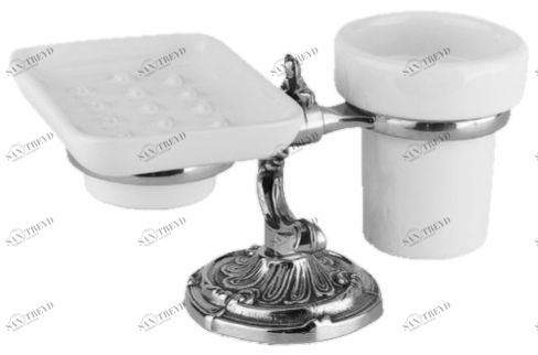 Стакан и мыльница настольные, керамика ART&MAX BAROCCO CRYSTAL AM-1789-Cr-C 