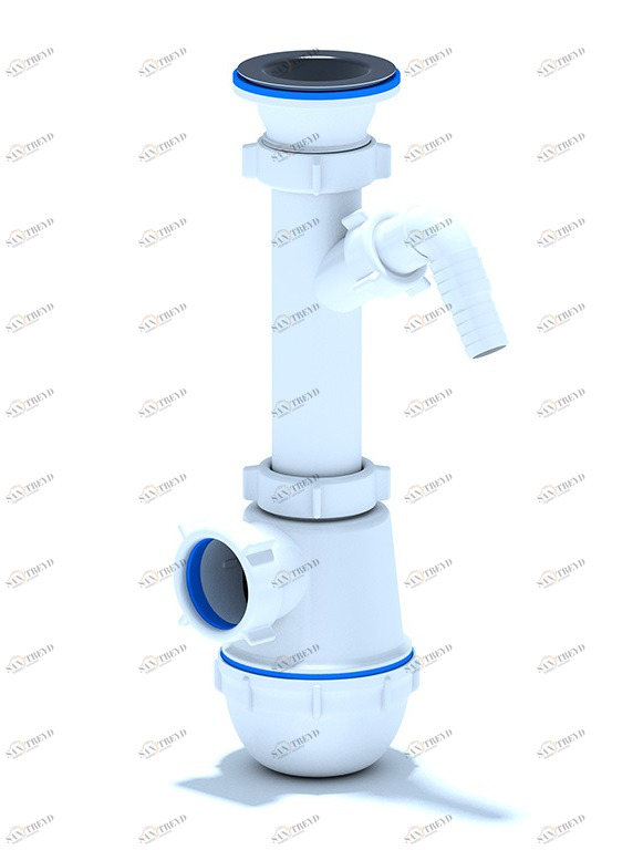 Сифон для кухонных моек АНИ Грот 1 1/2"х40мм с отводом для стиральной машины A1000 АНИ пласт 7231