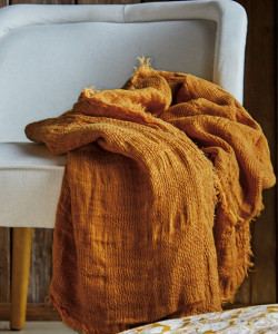 LINA_M Плед 130/170 лен stonewashed Blanc des Vosges