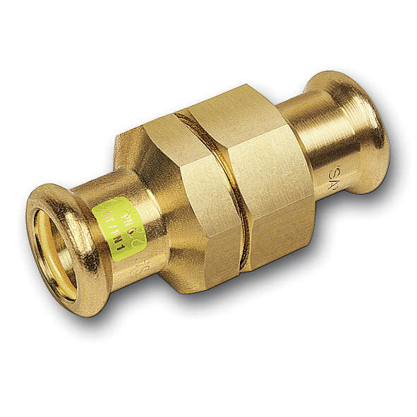 11134054 SANHA 11340 пресс-фитинг газ, бронза, сгон самоуплотн. ВПр-ВПр 54 мм  - Вид №1