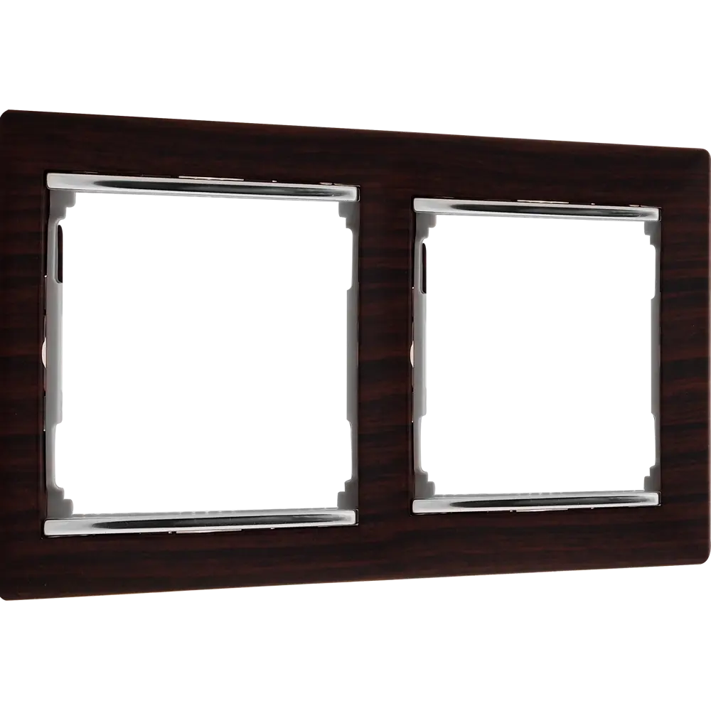 Рамка для розеток и выключателей Legrand Valena 2 поста, цвет светлое дерево/серебряный штрих STLM-2109000 - Вид №1