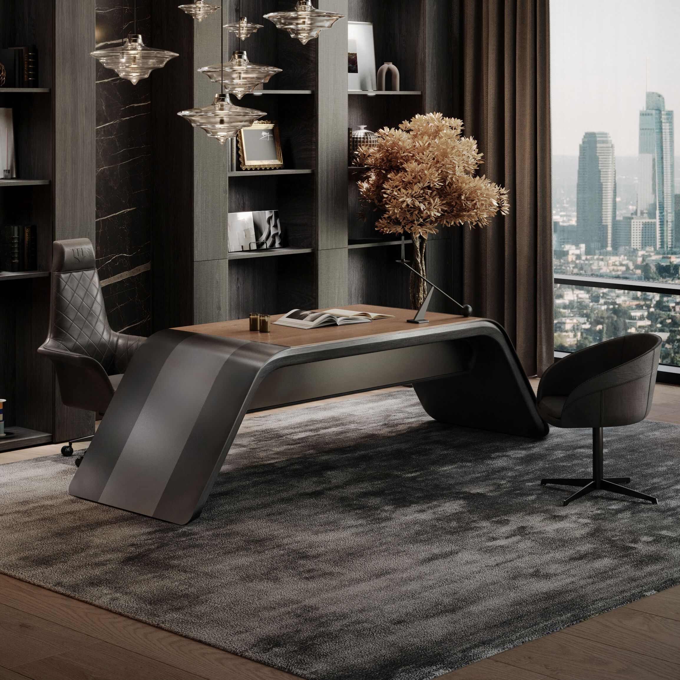 Деревянный и кожаный стол Wayne Enterprises Home Collection WE-024 ARCH-00123015 - Вид №2