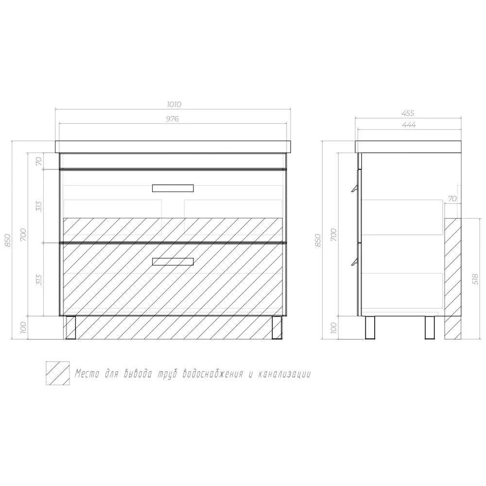 Тумба в ванную Vigo Hilton 100x80 см ДСП цвет графит STLM-2195476 - Вид №8