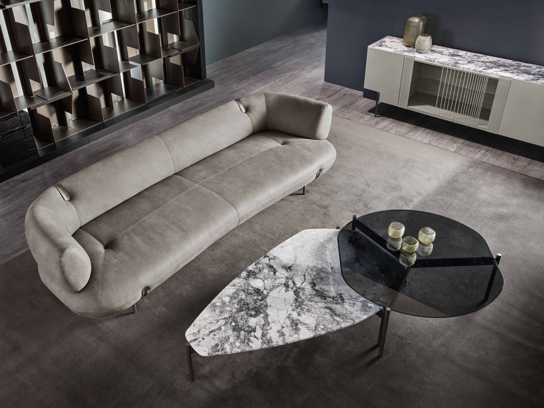 Стеклянный низкий круглый журнальный столик Cantori Johnson ARCH-00139900 - Вид №3