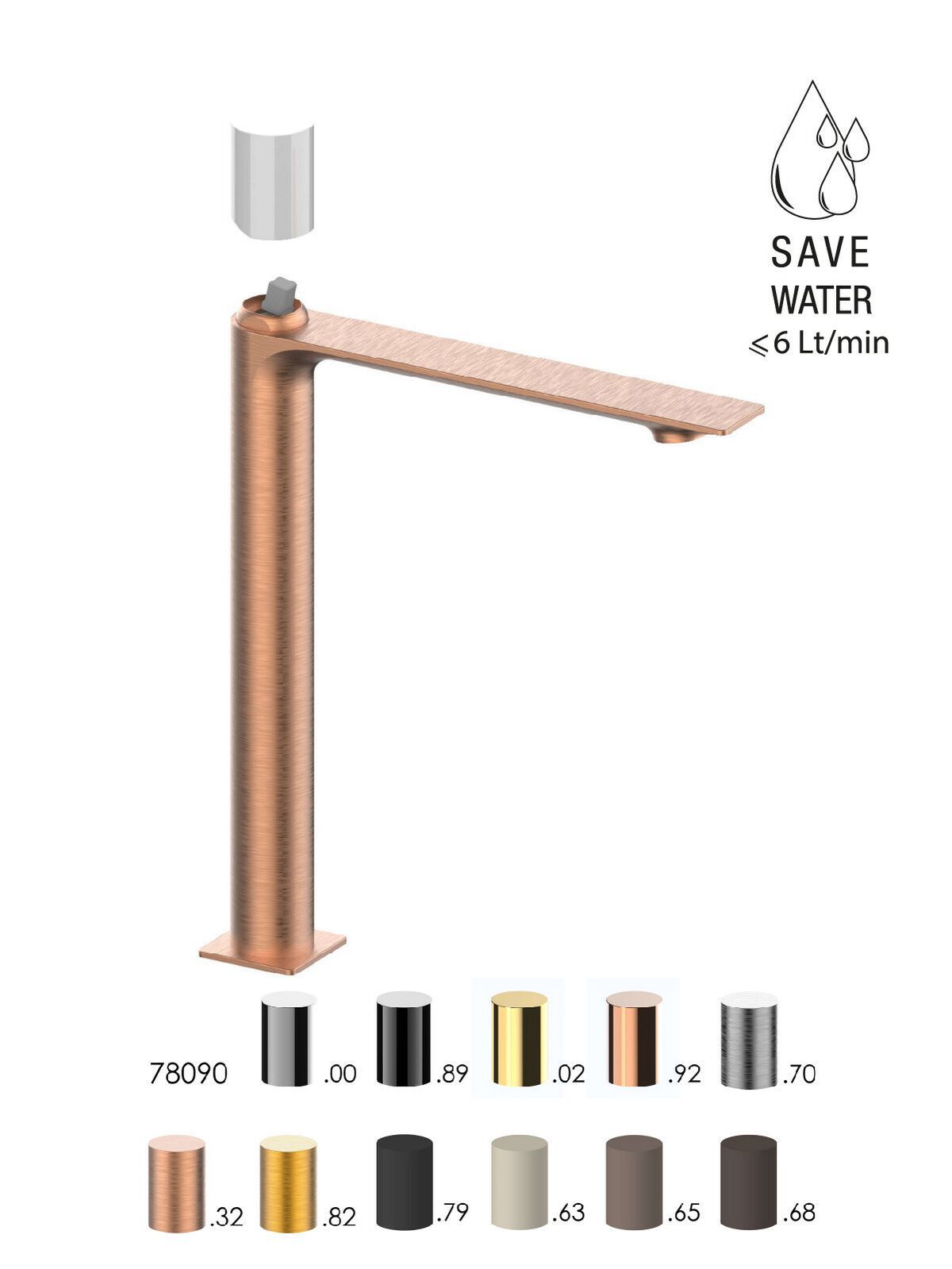 Смеситель для раковины высокого пола с ограничителем расхода Rubinetterie Frattini Narciso S ARCH-00042651 - Вид №4