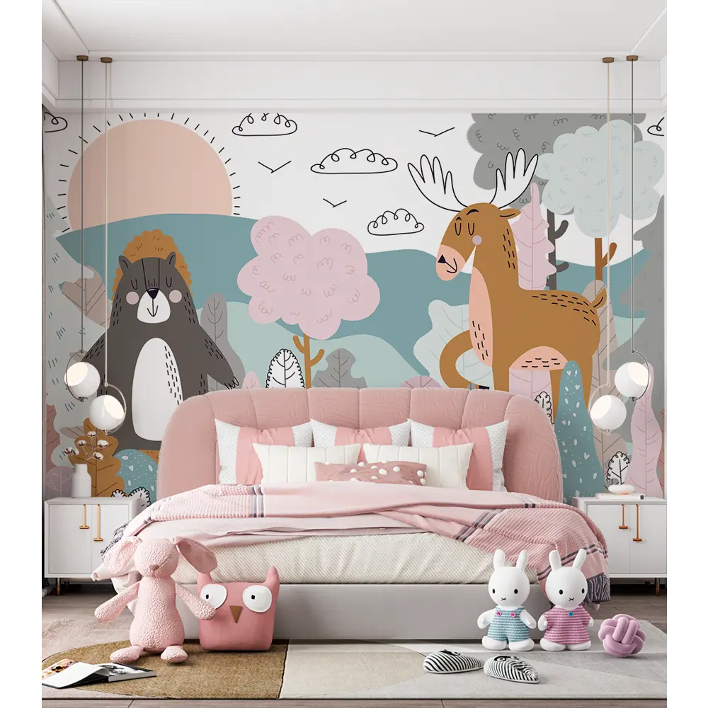 Фотообои Ежик и друзья флизелиновые 300x270 см L13-814 FBRUSH 3D FLIZART STLM-2162057 - Вид №3