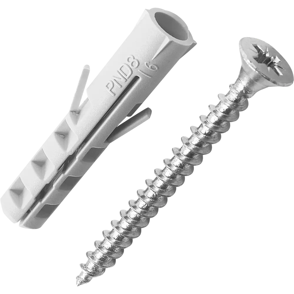 Дюбель нейлоновый STANDERS PND 8×40 мм с шурупами 5×50 мм, 200 комплектов 83387770 STLM-0040720